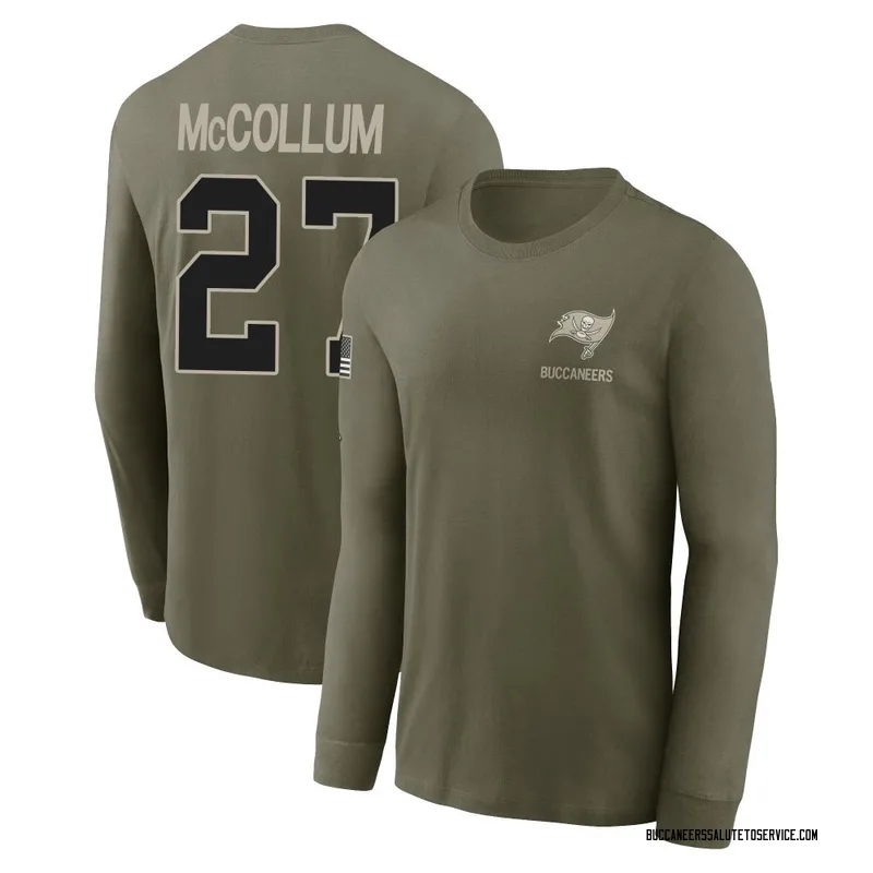 Youth Zyon McCollum Tampa Bay Buccaneers Olive 2025 Salute to Service Sideline Long Sleeve T-Shirt